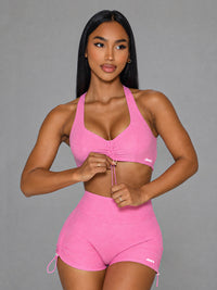 Lina-Toggle Sets in Pink – women's quick dry bra & shorts set