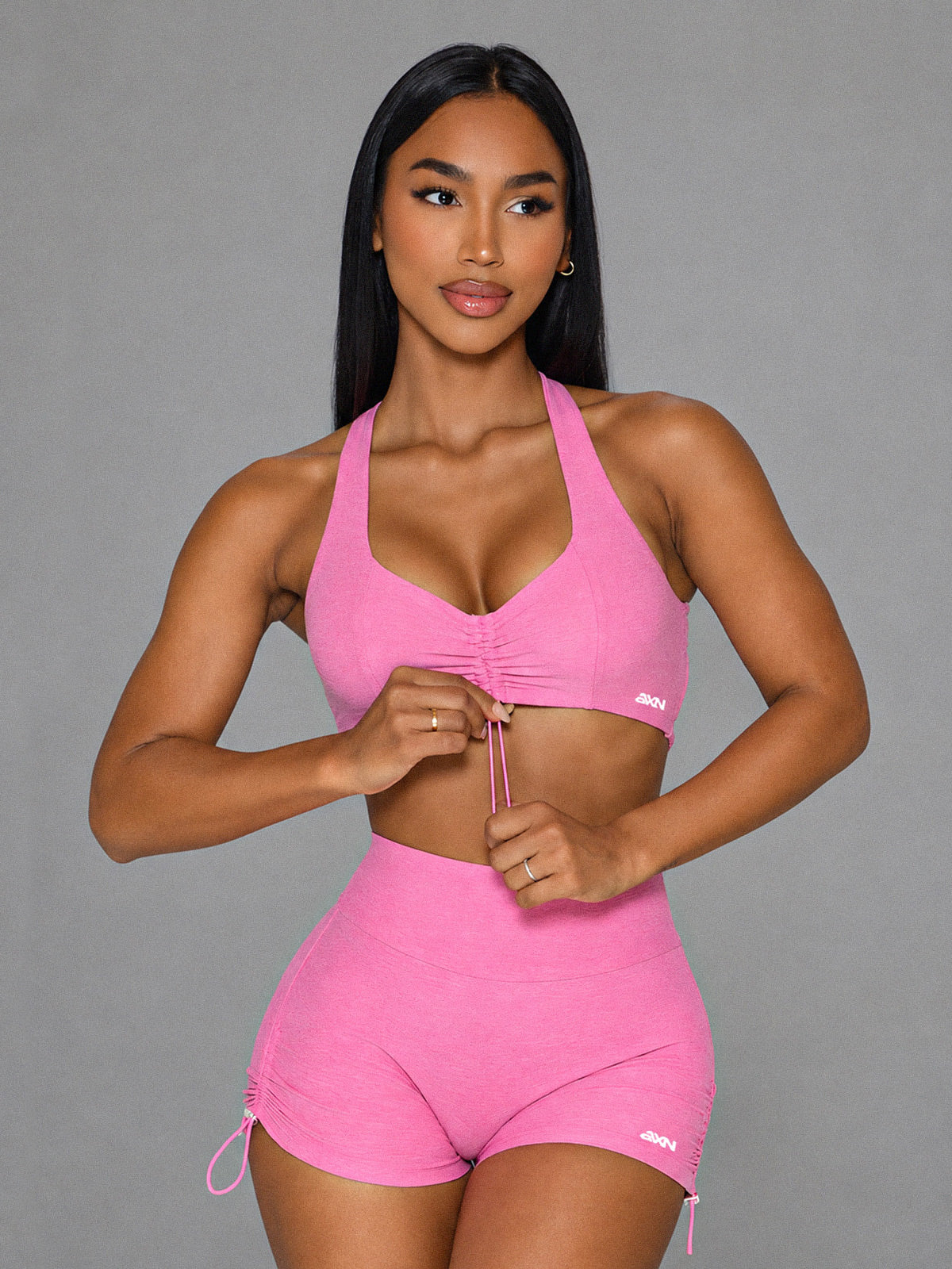 Lina-Toggle Sets in Pink – women's quick dry bra & shorts set