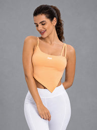 Lina-Asym Fit Top in Yellow – women's thin strap workout vest