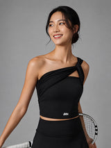 Nora-One Shoulder in Black – women's one shoulder yoga bra