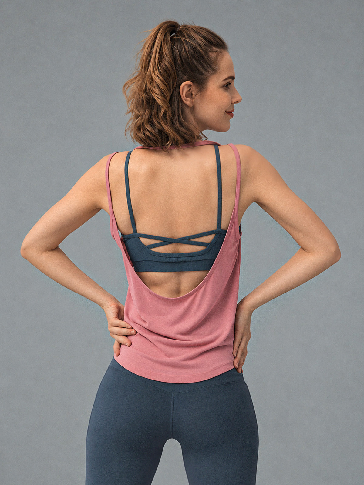 Mona-Stretch Yoga Top – women's mesh panel sports top