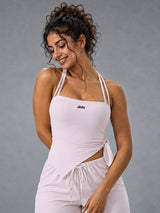 Alia-Strappy Fit Top in Pink – women's asymmetric workout tank top