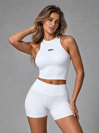 Tess-Flex Tank Top in White – women's sleeveless workout crop top