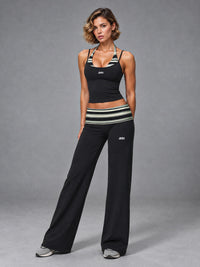 Luxe Stripe Yoga Set in Black – women's striped yoga set
