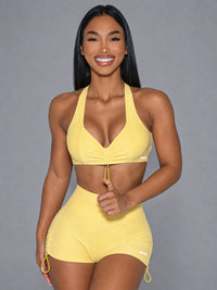 Lina-Toggle Sets in Yellow – women's quick dry bra & shorts set