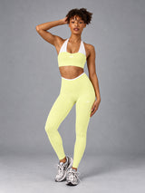 Sculpt Halter Yoga Set in Yellow – women's halter sports bra & leggings set