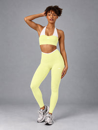 Sculpt Halter Yoga Set in Yellow – women's halter sports bra & leggings set