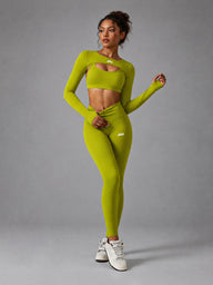 Kaia-Sculpt Set in Green – women's seamless long sleeve yoga set