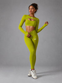 Kaia-Sculpt Set in Green – women's seamless long sleeve yoga set