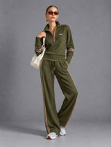Luxe Half Zip Tracksuit – women's half zip sweatshirt & wide leg pants set