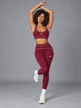 Vera-Contour Fit Set in Burgundy – women's contour 3 piece yoga set