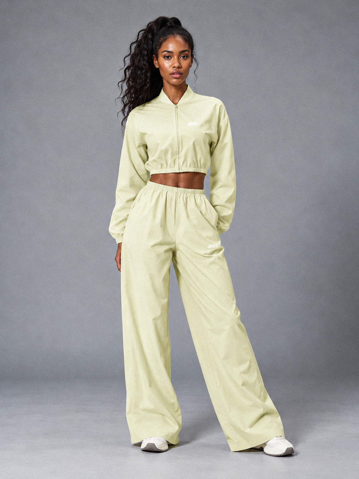 Luxe Zip Tracksuit Set in Yellow – women's zip up tracksuit set