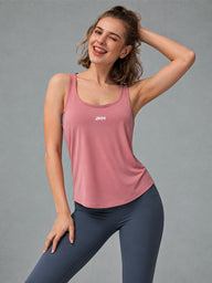 Mona-Stretch Yoga Top in Pink – women's mesh panel sports top