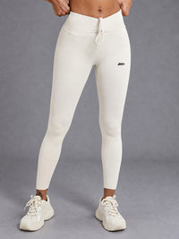 Lena-Slim Leggings in White – women's drawstring push up leggings