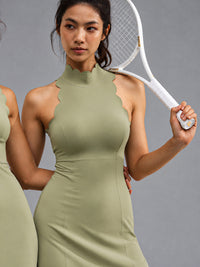 Maya-Scallop Dress in Green – women's sleeveless tennis dress