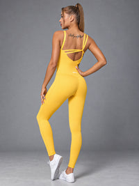 Tess-Cutout Fit Set in Yellow – women's cutout aerial yoga bodysuit