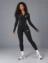Lina-Zip Contour Set in Black – women's leggings & running bra set