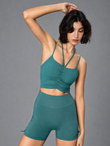 Lena-Strap Ruched Bra – women's ruched strap crop top