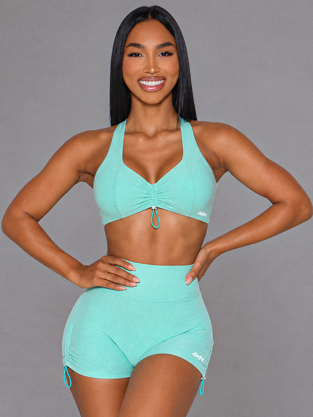Lina-Toggle Sets in Green – women's quick dry bra & shorts set