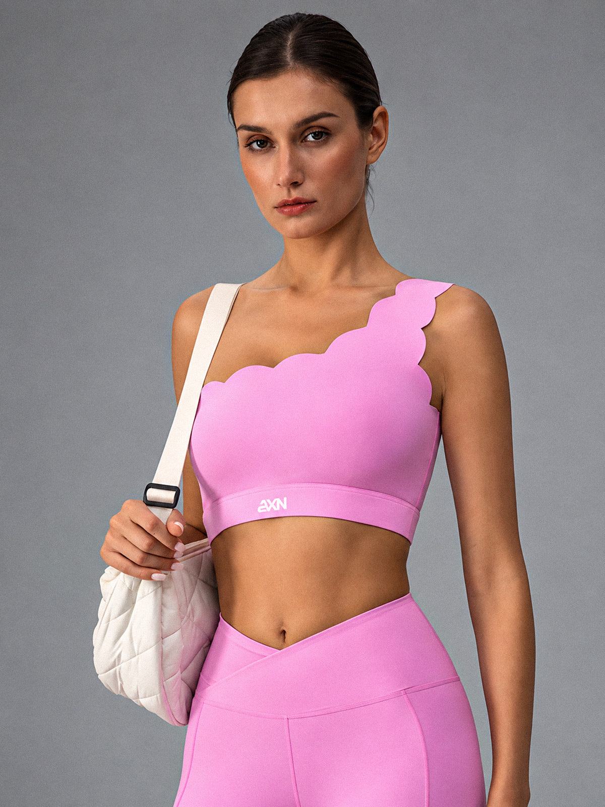 Isla-One Shoulder Top in Pink – women's one shoulder yoga top