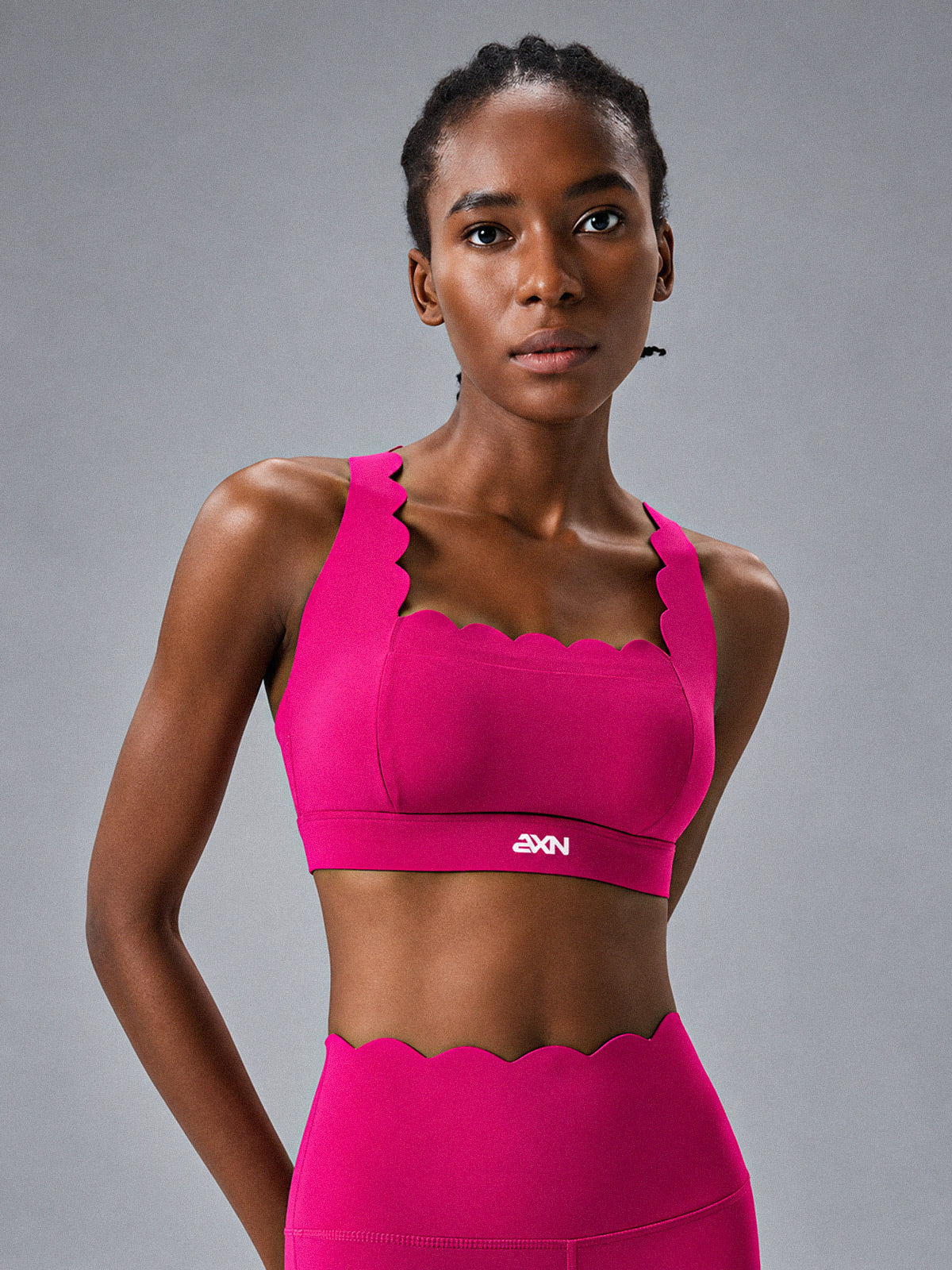 Lara-Wave Sculpt Bra in Rose Pink – women's square neck open back yoga bra