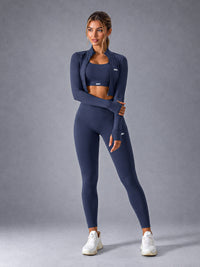 Sculpt Active Set in Navy – women's zip jacket workout set