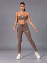 Nola-Bandeau Set in Brown – women's bandeau bra & leggings yoga set