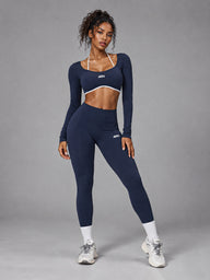 Nora-Performance Fit Set in Blue – women's push up crop top & gym leggings set