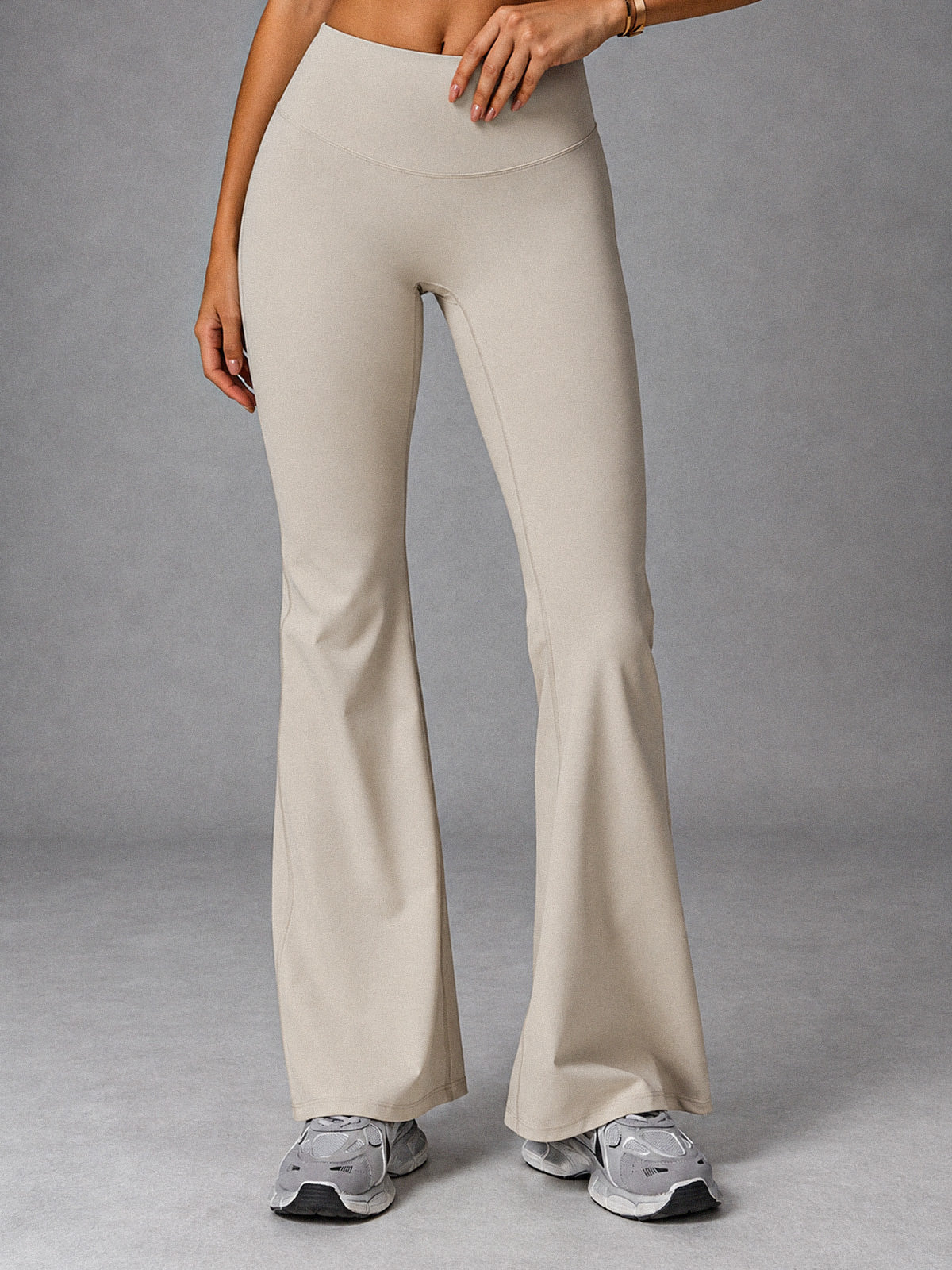 Sculpt Flare Yoga Pants in Apricot – women's high waisted push up flare leggings