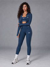 Lina-Zip Contour Set in Blue – women's leggings & running bra set