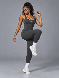 Nola-Seamless Fit Jumpsuit in Gray – women's cross back seamless jumpsuit