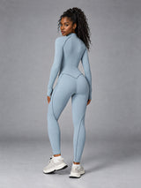 Nora-Zip Sculpt Suit – women's long sleeve zip yoga bodysuit
