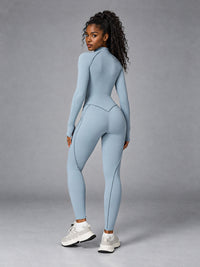 Nora-Zip Sculpt Suit – women's long sleeve zip yoga bodysuit
