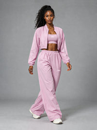 Luxe Zip Tracksuit Set in Pink – women's zip up tracksuit set