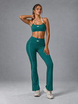 Luna-Stitch Active Set in Green – women's stitch sports bra & shorts set