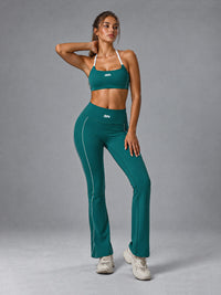 Luna-Stitch Active Set in Green – women's stitch sports bra & shorts set