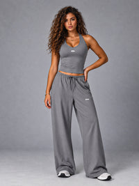 Luxe Halter Lounge Set in Gray – women's brushed halter yoga set