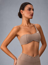 Lena-One Strap Bra in Khaki – women's one strap sports bra