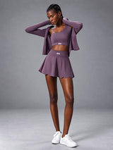 Vera-Fit Skirt Set in Purple – women's 3 piece skirt yoga set