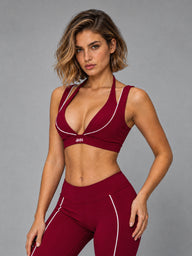 Luxe Layered Sports Bra in Red – women's color block sports bra
