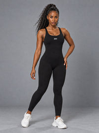 Elise-Sculpt Jumpsuit in Black – women's backless scrunch jumpsuit