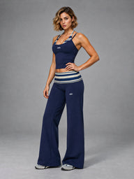 Luxe Stripe Yoga Set in Blue – women's striped yoga set