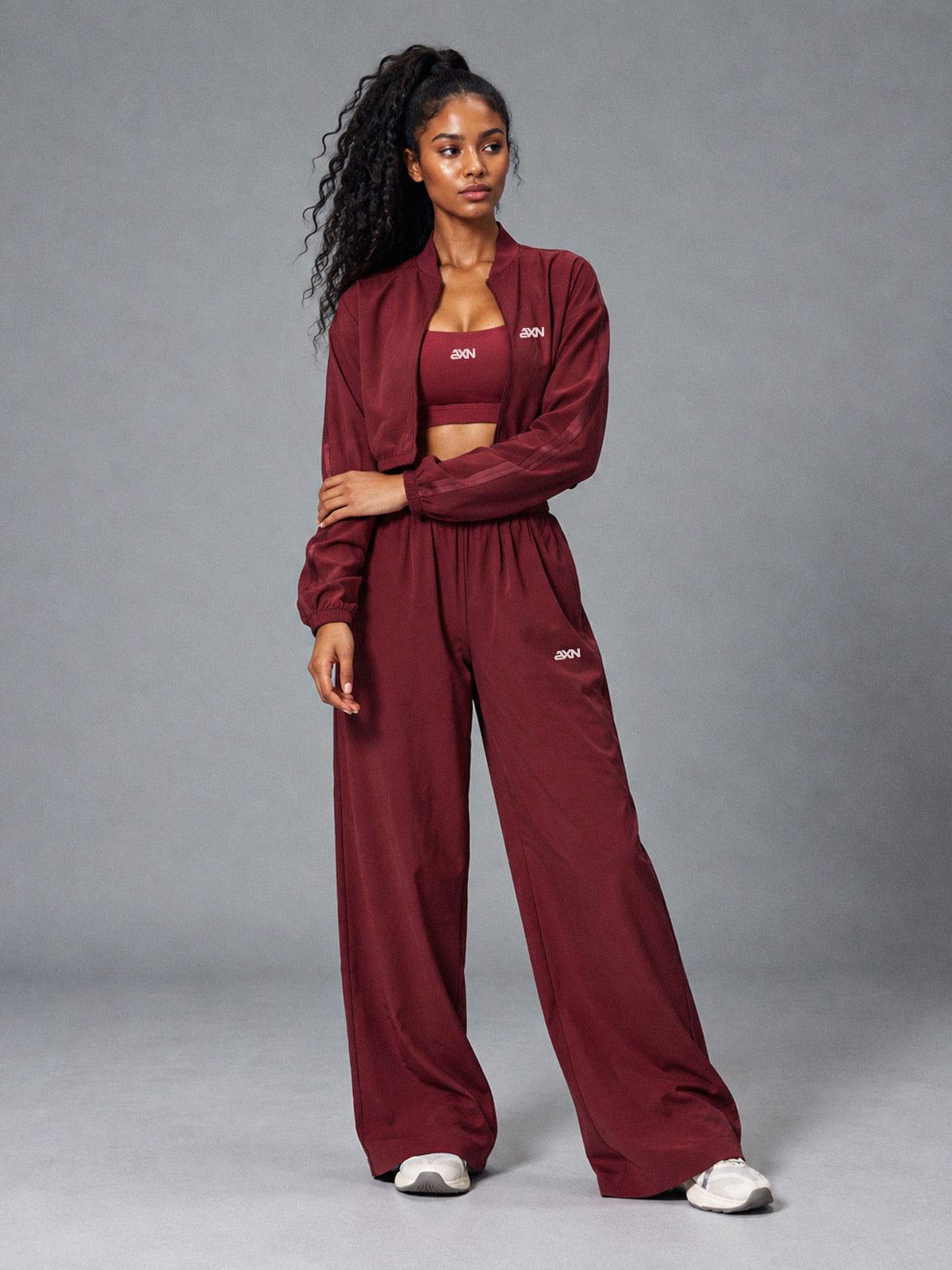Luxe Zip Tracksuit Set in Cherry Red – women's zip up tracksuit set