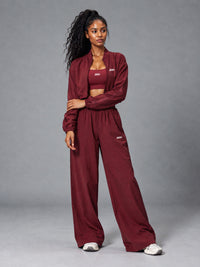 Luxe Zip Tracksuit Set in Cherry Red – women's zip up tracksuit set