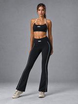Luna-Stitch Active Set in Black – women's stitch sports bra & shorts set