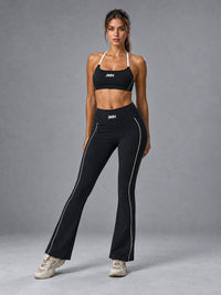Luna-Stitch Active Set in Black – women's stitch sports bra & shorts set