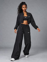 Luxe Zip Tracksuit Set in Black – women's zip up tracksuit set