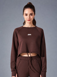 Zara-Flow Training Shirt in Brown – women's long sleeve drawstring sports shirt