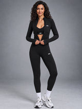 3-Piece Active Set in Black – women's 3 piece zip jacket & leggings set