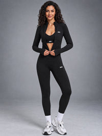 3-Piece Active Set in Black – women's 3 piece zip jacket & leggings set